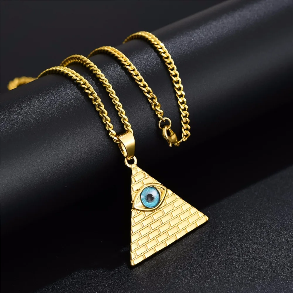 

Ancient Egyptian Pyramid Eye Of Horus Pendant Necklace Gold Color Stainless Steel Chains For Men Women Hip Hop Egypt Jewelry