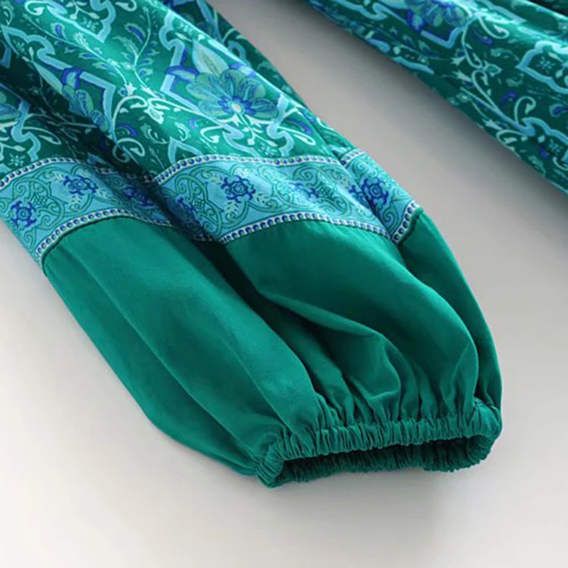 

Boho Chic Summer Vintage Floral Print Crossover Dress Women 2019 Fashion V Neck Lantern Sleeve Slit Beach Dresses Vestidos Mujer