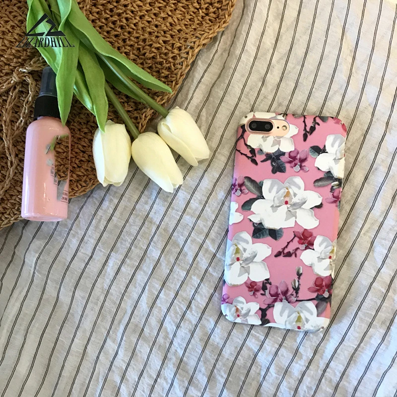 Lizardhill Fashion Retro flowers floral fundas For iPhone 7 case 8 6 6S Plus Coque for iphone x cover hard plastic |