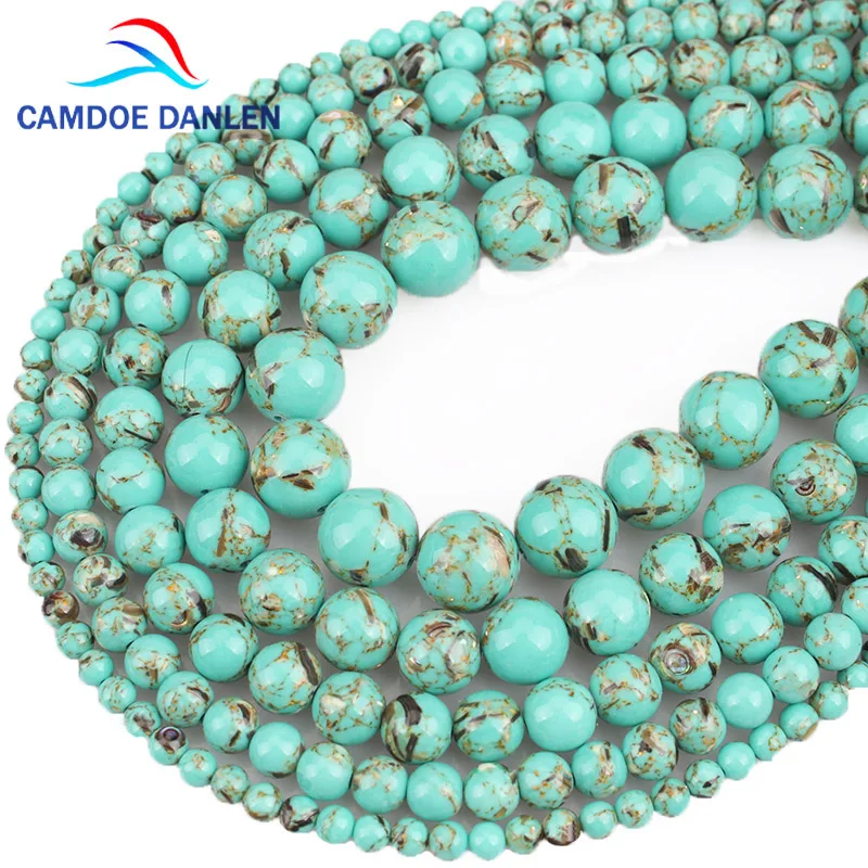 Бусины Howlite из натуральной раковины круглые бусины зеленого цвета свободного