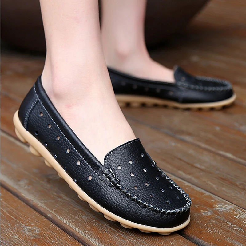 SexeMara Новый Натуральная Кожа Женская Обувь Леди Квартиры Женщины Сандалии