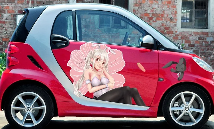 Левая сторона автомобиля наклейки DIY кролик девушка Персонализированные Водонепроницаемый солнцезащитный крем защитный аниме боль автомобиль Pull Fower автомобильные наклейки