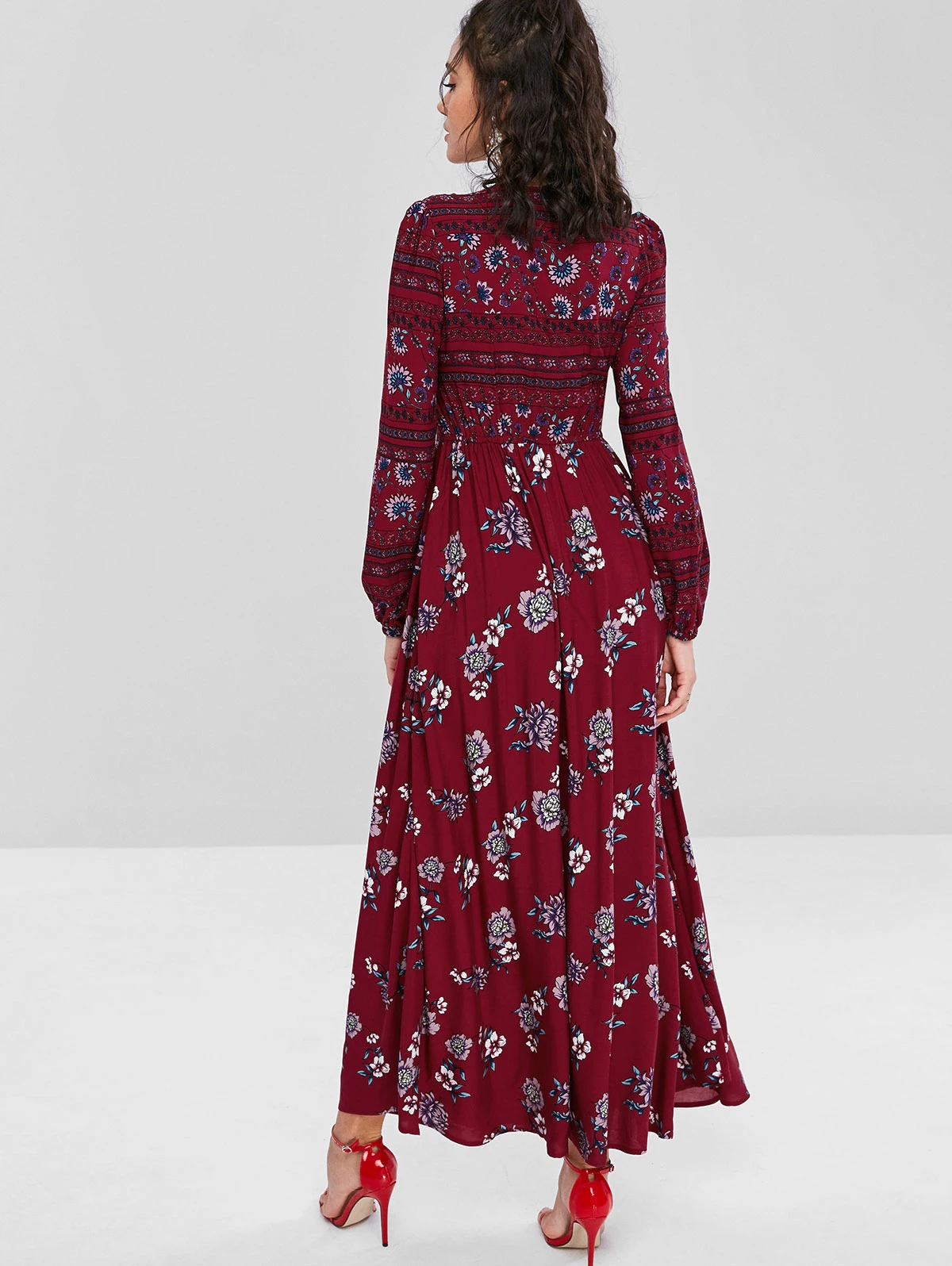 ZAFUL Boho Стиль длинное платье Для женщин пляжные летние платья Цветочный принт