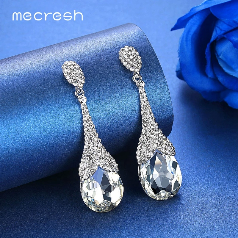 Mecresh серебряного цвета с кристальной платформой Цвет слеза длинные Позолоченные