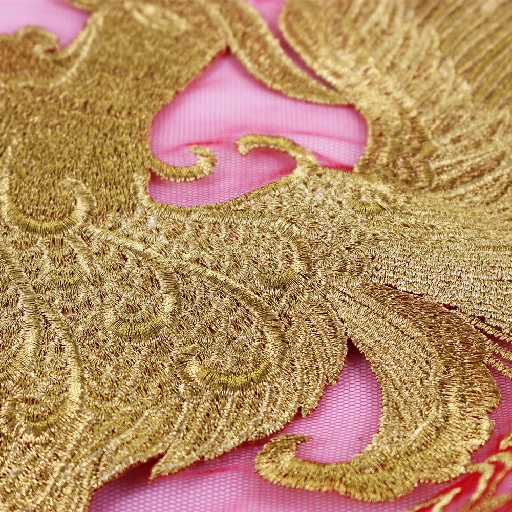 5 шт. большой золотой металлик аппликация Феникс Кружева Вышивка Патчи украшение