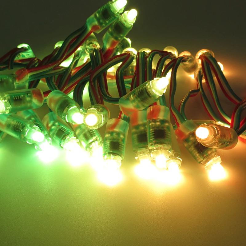 100pcs/lot DC12V 9mm UCS1903 addressable RGB led smart pixel node light digital full color string waterproof IP68 rated | Лампы и