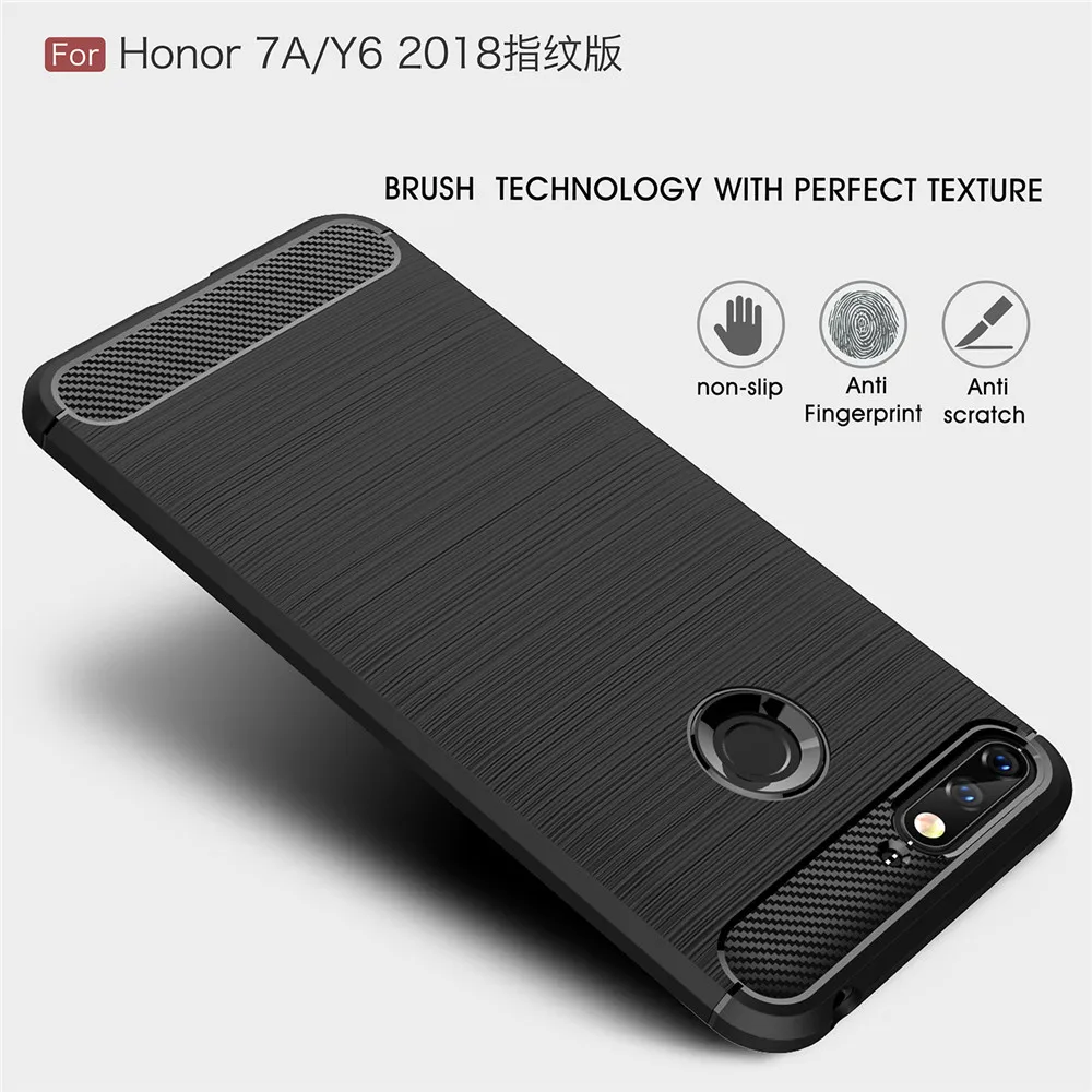 Lenuo чехол для huawei Y6 2018 честь 7A ТПУ Мягкий углеродного волокна силиконовой щеткой