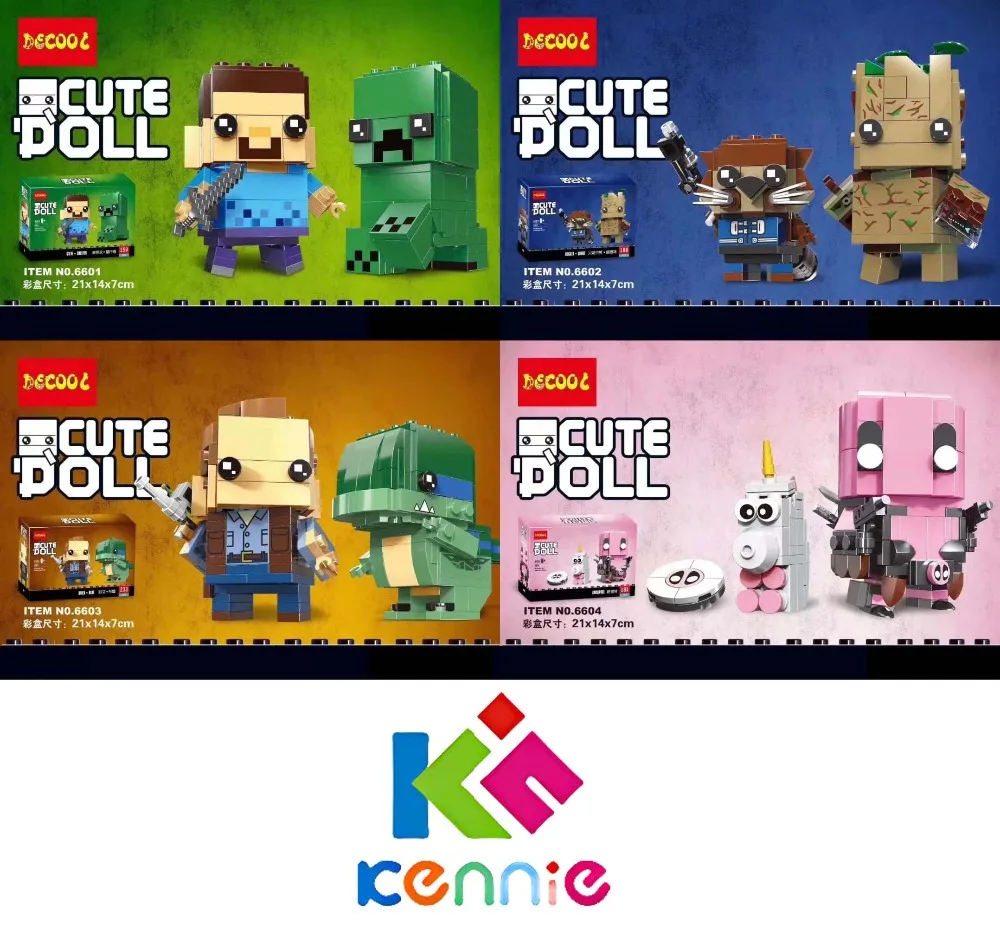 Новое поступление, конструктор Kennie Groot& Rocket Steve& crepper Owen& Blue Brickheadz, фигурки для детей, подарки