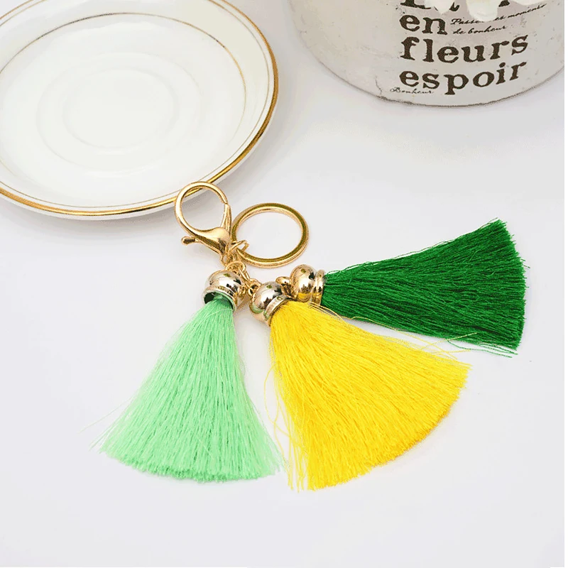 Модный 3 ледяной Шелковый автомобильный брелок с кисточками для женщин и мужчин