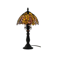 New European Tiffany Stained Glass Desk Light Modern Leaves Pattern Lampshade Table Decorative Lamp For Restaurant Bedroom TL184