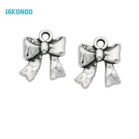 jakongo antique silver plated zinc alloy butterfly knot bow charms pendants for jewelry making diy handmade craft 17x15mm