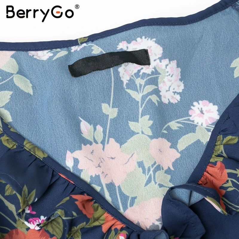 BerryGo сексуальные женские платья Асимметричные Длинные Платья с цветочным принтом размера плюс v-образный вырез летнее элегантное праздничное платье