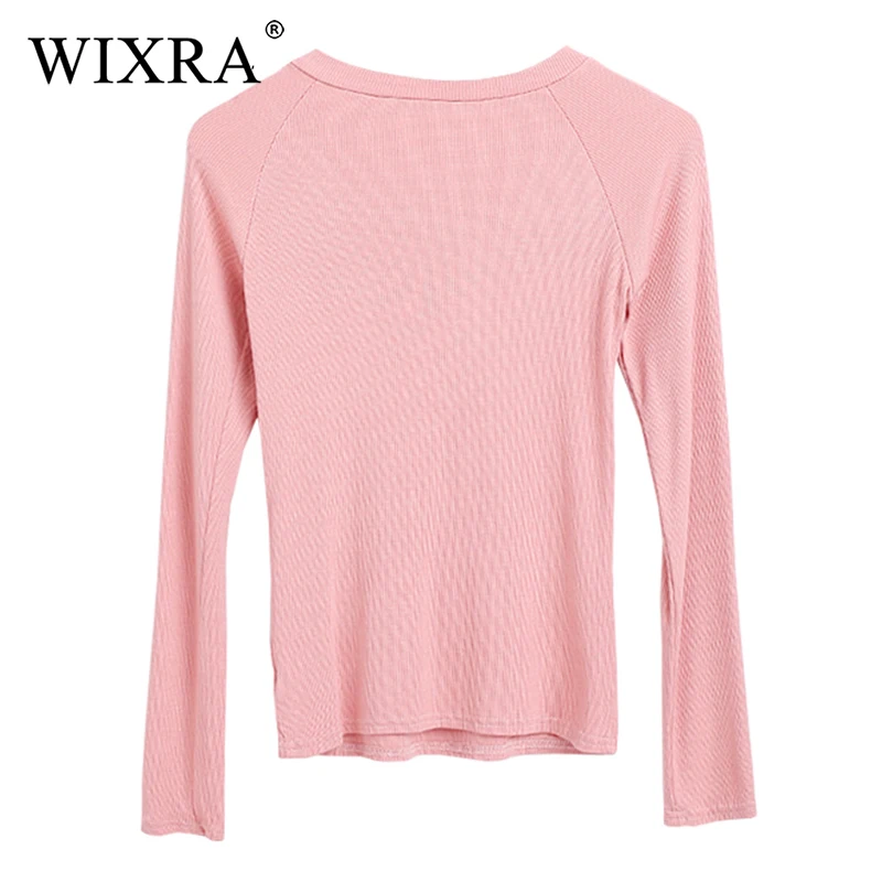 Женские базовые хлопковые футболки Wixra повседневные топы с длинным рукавом и v