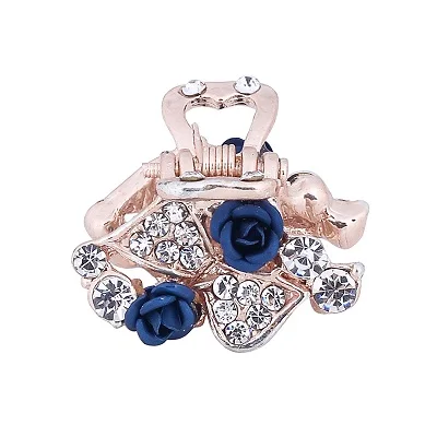 Navy Blue EASYA Новое поступление модный цветок из эмали заколка для волос для женщин девочек металлические стразы с кристаллами бант заколки для волос краб - Окраска металла: Navy Blue