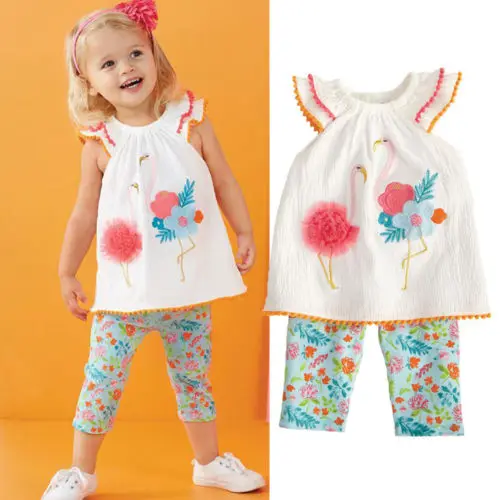 Новинка 2018 детская одежда для девочек Летняя туника маленьких с цветочным