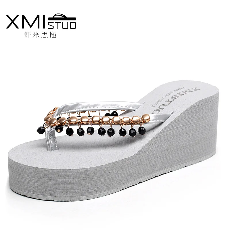 2018 брендовая летняя Для женщин на платформе Пляжные сланцы плюс Размеры