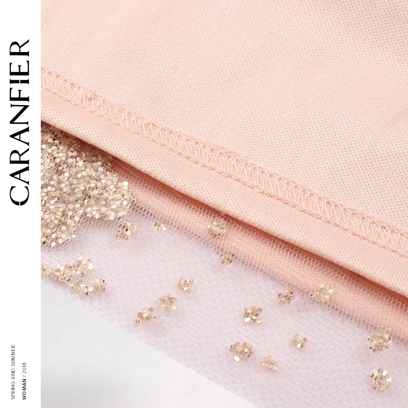 CARANFIER с длинным рукавом сексуальные платья блестками женская сексуальная сетка