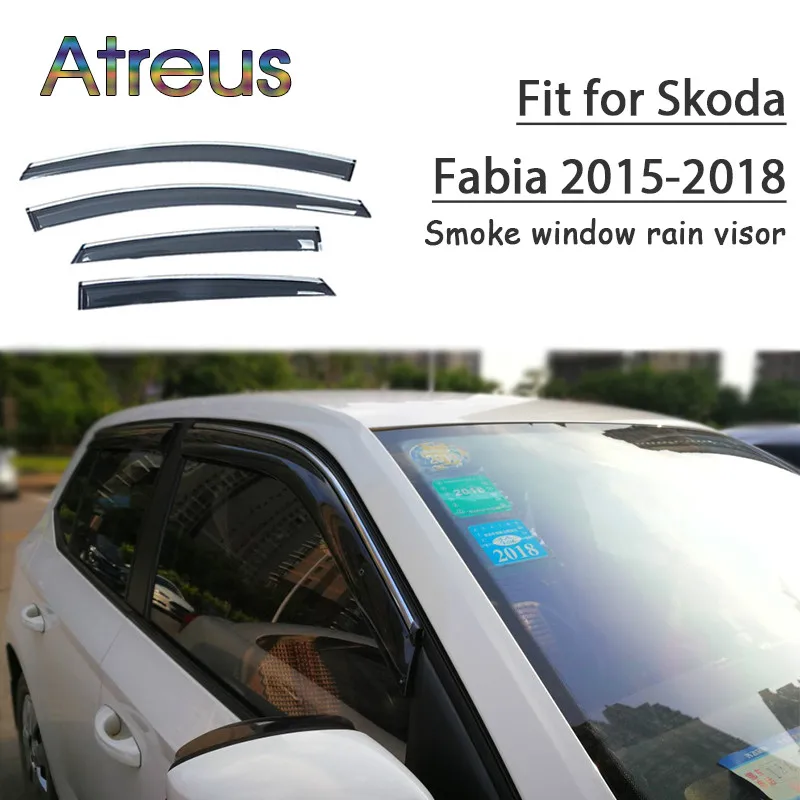 

Козырек Atreus автомобильный дефлектор для защиты от ветра для Skoda Fabia 2015, 2016, 2017, 2018, 1 комплект