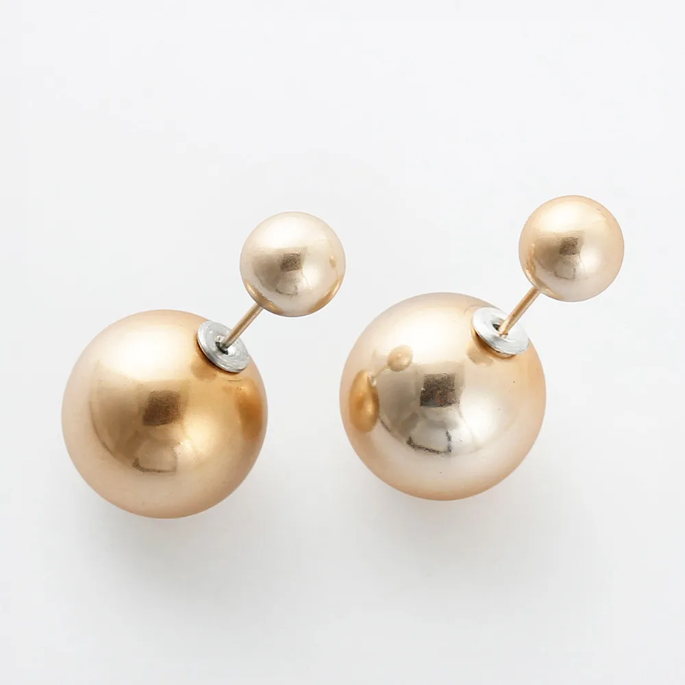 Дорин Box Акриловые двусторонняя ухо Post Серьги-гвоздики шар света золотой 8 мм