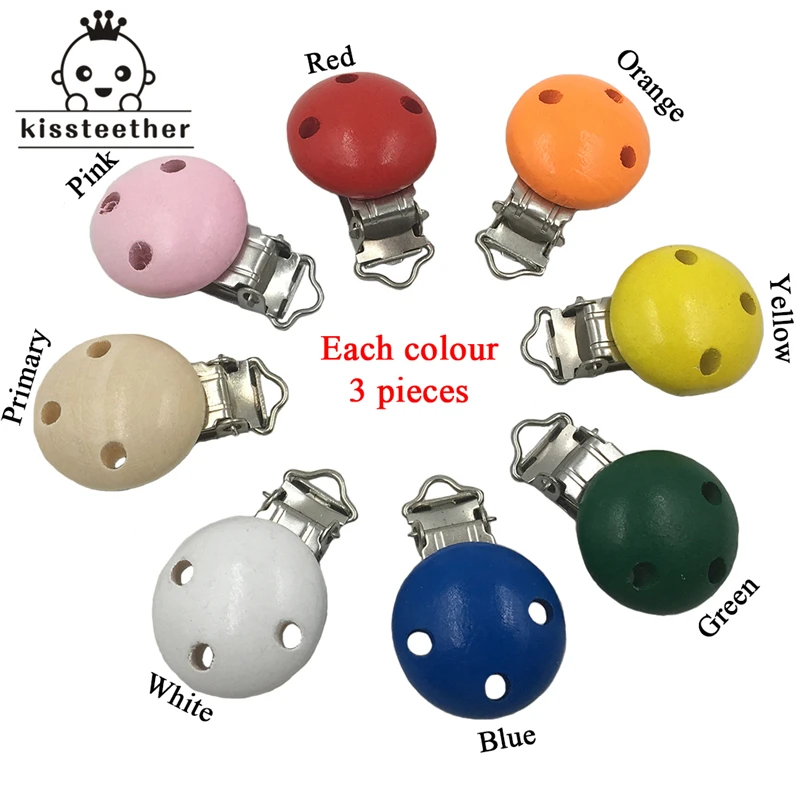 Paquete de combinaci&oacute;n de joyer&iacute;a de lactancia DIY, chupete de beb&eacute; Natural de madera de colores mezclados, Clip, juego de juguetes mordedores para beb&eacute;, 24 Uds.-2