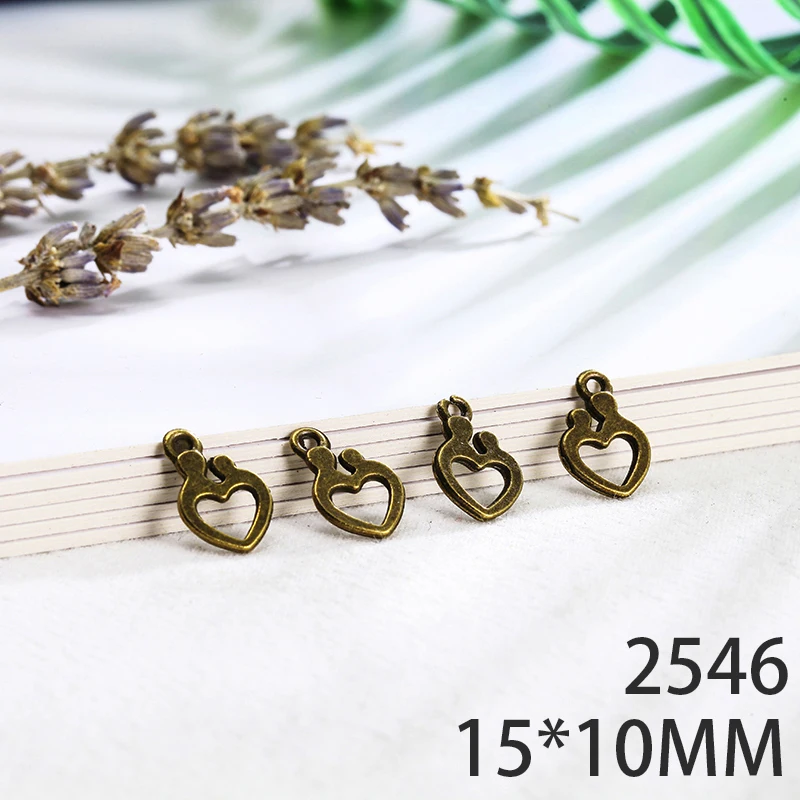 

15*10mm 30pcs Heart Lovers Alloy Pendant For Diy Jewelry Making 2 Colors Antique Silver Antique Bronze No.2546