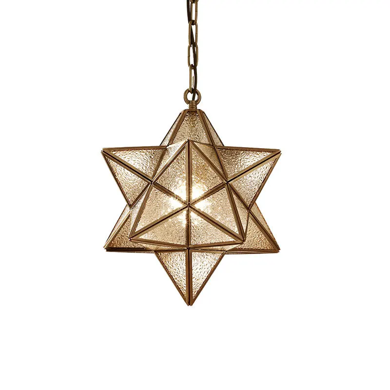 Copper Star Glass Led Pendant Light Aisle Balcony Dining Room Hanging Fixtures Loft Hanglamp Vintage Free Shipping | Освещение