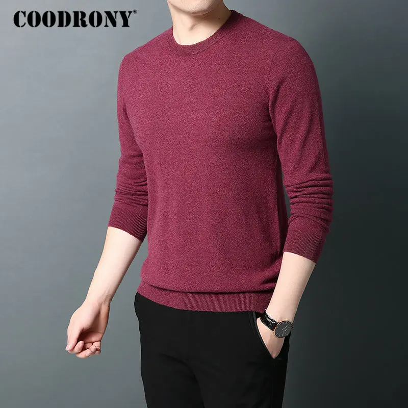 Бренд COODRONY, мужской свитер из чистой мериносовой шерсти, мужские свитера, Осень-зима, толстый теплый кашемировый пуловер, Мужской пуловер с круглым вырезом 93015