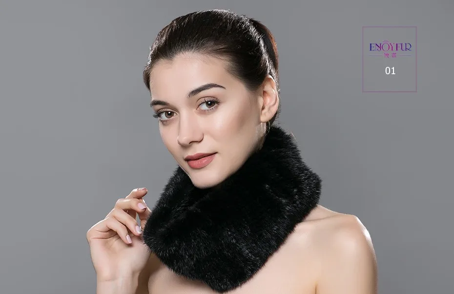 ENJOYFUR женский меховой шарф для зимы настоящий норковый брелок с мехом вязаные теплые шарфы Новая мода меховой воротник Высококачественный меховой шарф