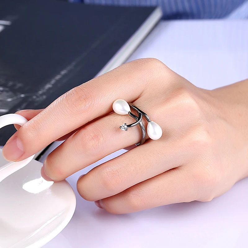 Простой Витой дизайн двойные синтетические жемчужные кольца в виде ракушек для