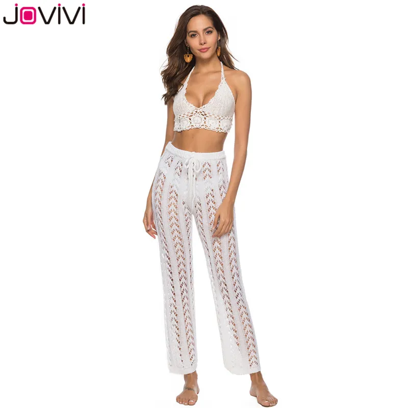 Jovivi/1 шт. новые сексуальные женские широкие брюки Boho прозрачные свободные высокая