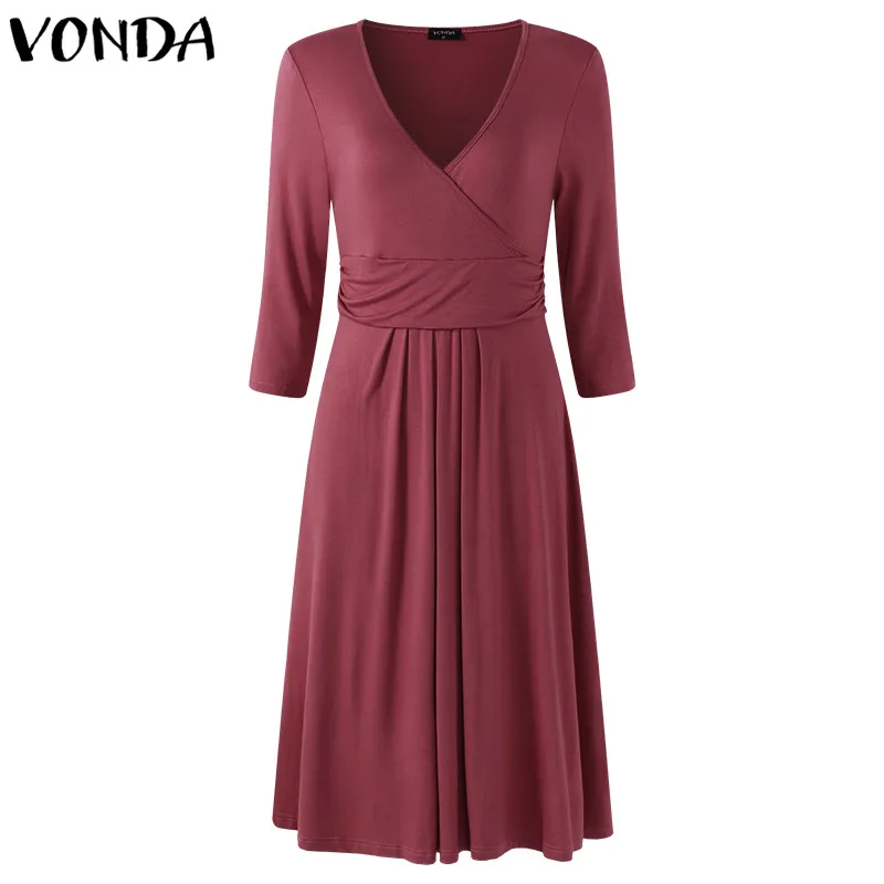 VONDA, Одежда для беременных, лето, платье для беременных женщин, повседневное, сексуальное, v-образный вырез, рукав 3/4, однотонное, а-силуэт, платья размера плюс