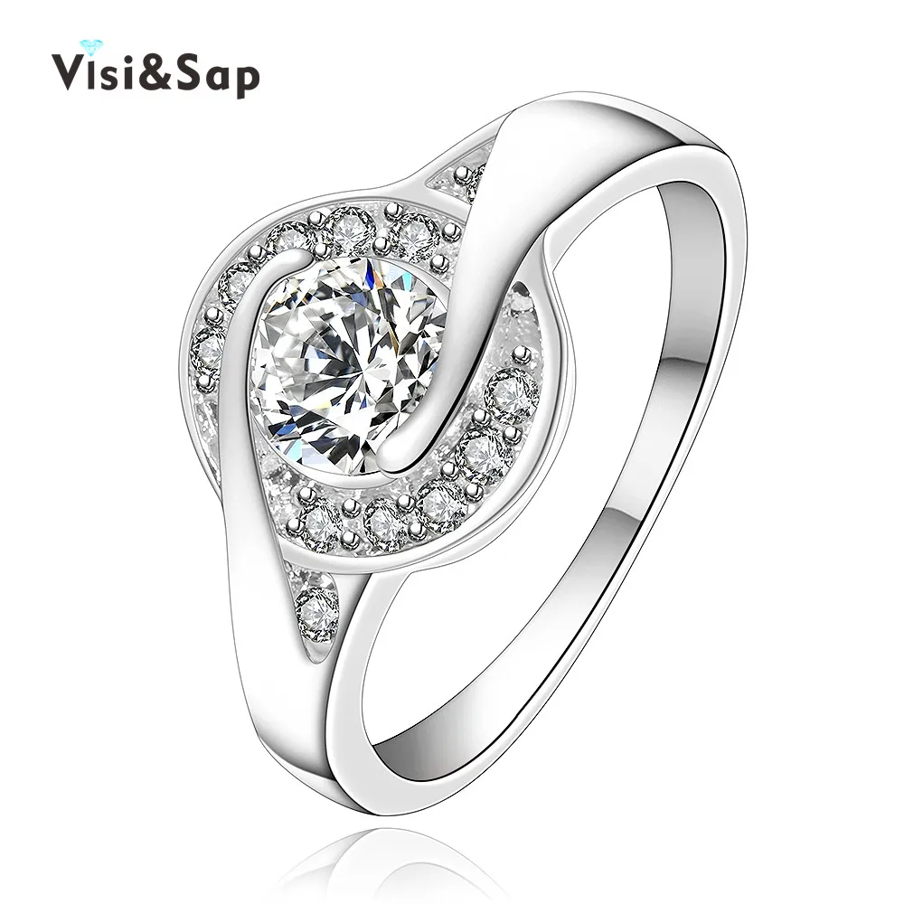 Eleple White Gold color Rings for women Engagement Ring Wedding bands gifts Wholesale jewelry accessories supplier VSR006 | Украшения и