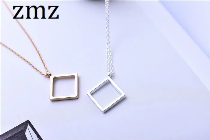 ZMZ 50pcs/lot 2018 Europe/US fashion jewelry simple geometric square pendant necklace for party elegant design mother's day gift |