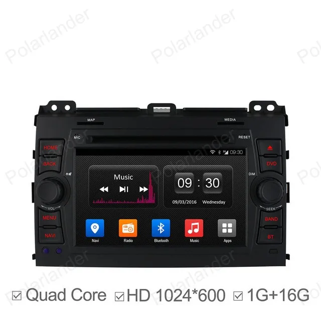 Четырехъядерный автомобильный DVD Android 4 для TOYOTA PRADO 2002 2009 радио gps навигатор BT 1024*600