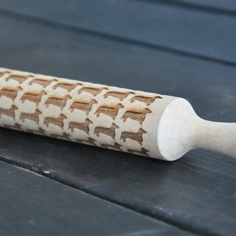 Тиснение Роллинг штифт выгравированный с собачкой для печенья Такса подарок на