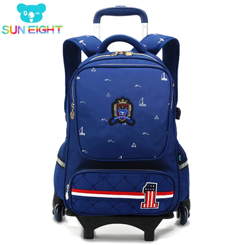 SUN EIGHT Wheeled Bag School Bag School Backpack For Girls/boy Six Wheels Trolley School Bags Kid Luggage Wheeled Backpack