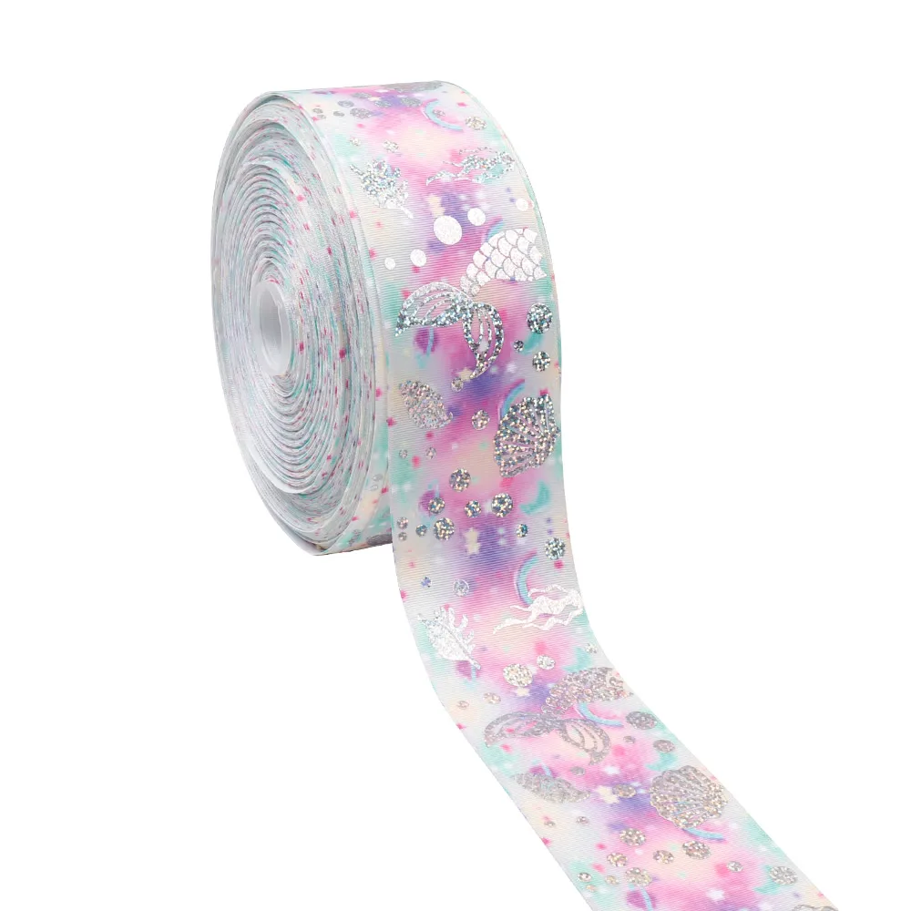 

Ocean Grosgrain Ribbon 75mm Mermaid Foil Printed Ribbon DIY Hairbow Accessories Handmade Materials Gifts Packing Wrapping Ribbon
