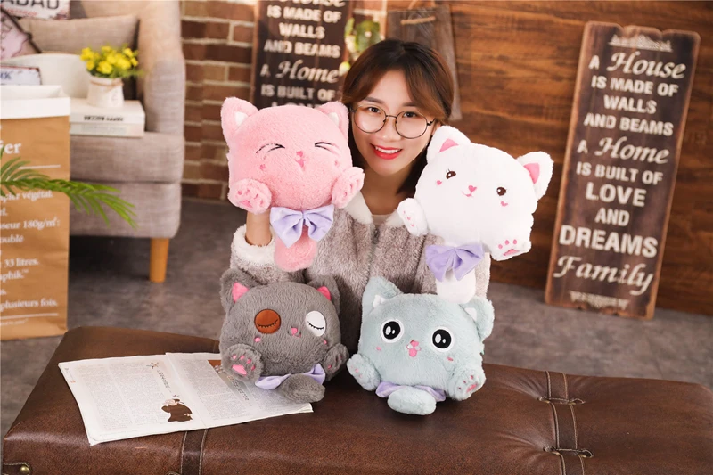 Kawaii плюшевый Кот Рюкзак Сумка через плечо 4 цвета плюшевая игрушка Кот дети маленькие девочки Подарочный Кошелек для монет детская игрушка
