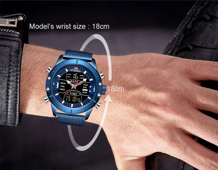 Naviforce Новинка 9153 Спортивные Цифровые мужские часы в стиле милитари лучший бренд роскошный стальной ремешок наручные часы Relogio Masculino montre homme