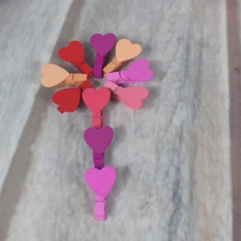 12 шт./пакет мини любящее сердце Деревянные прищепки красного розового белого