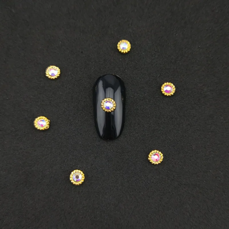 10 шт./компл. Золотые круглые с со стразами AB внутри красоты ногтей украшения для