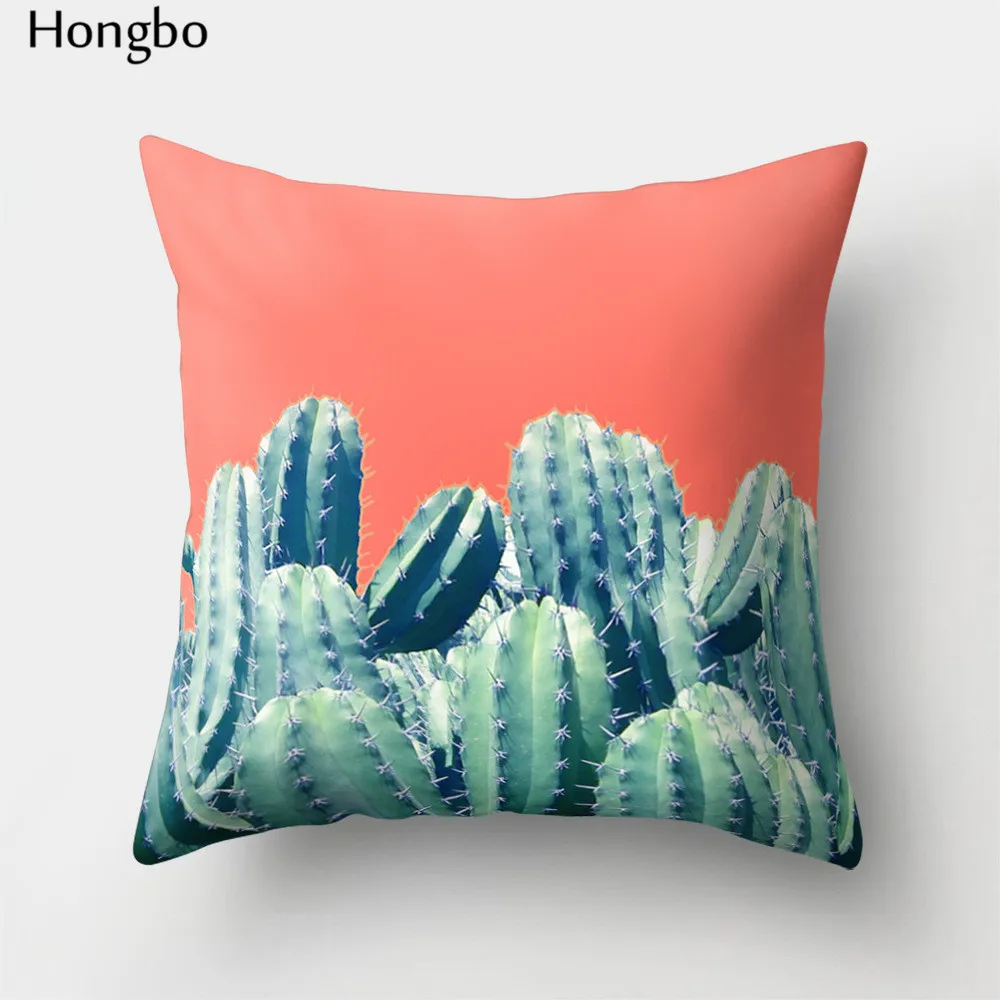 Hongbo 1 шт. чехол для подушки рождественские украшения для дома тропический лес зеленые листья Подушка с изображением кактуса чехлы