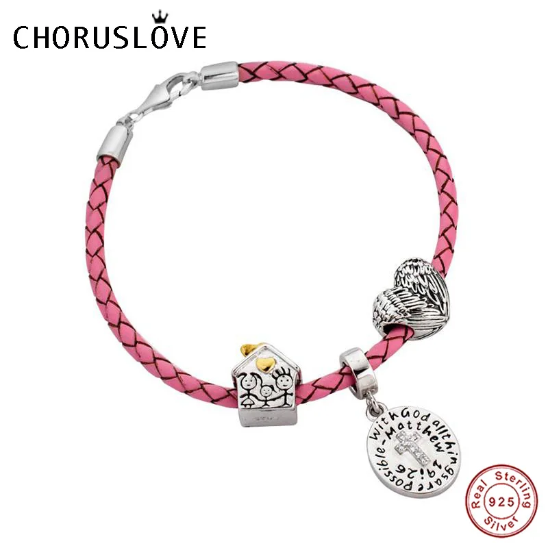 Choruslove 17-22 см плетеный кожаный дом браслет с застежкой Омаров бусины из