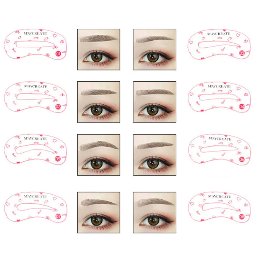 Много Pro трафарет для бровей многоразового использования Набор DIY руководство