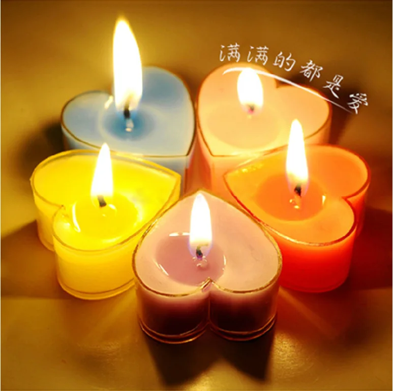 9 шт. в наборе романтический Свеча сердце для свадьбы Дешевые Беспламенного