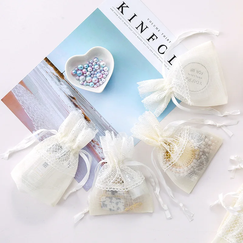 2 шт. кружевная сумка с белыми перьями 10 х14 см | Дом и сад