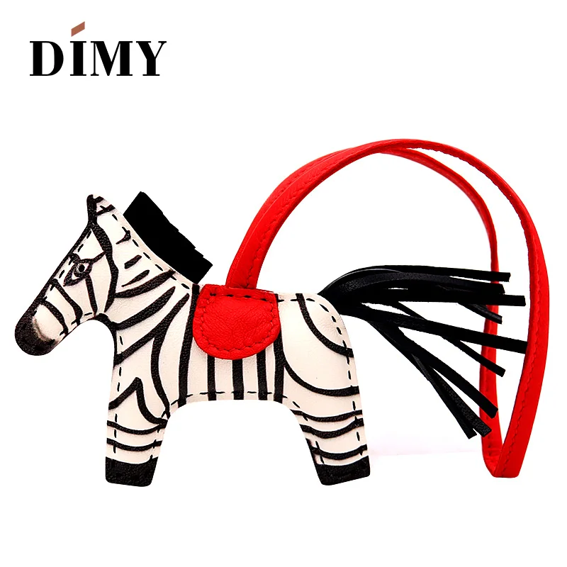 Zebra red Премиум кожа ягненка лошадь орнамент женская сумка Шарм ручной работы сумка Конный кошелек держатель с подвеской украшение автомобиля кулон - Цвет: Zebra red