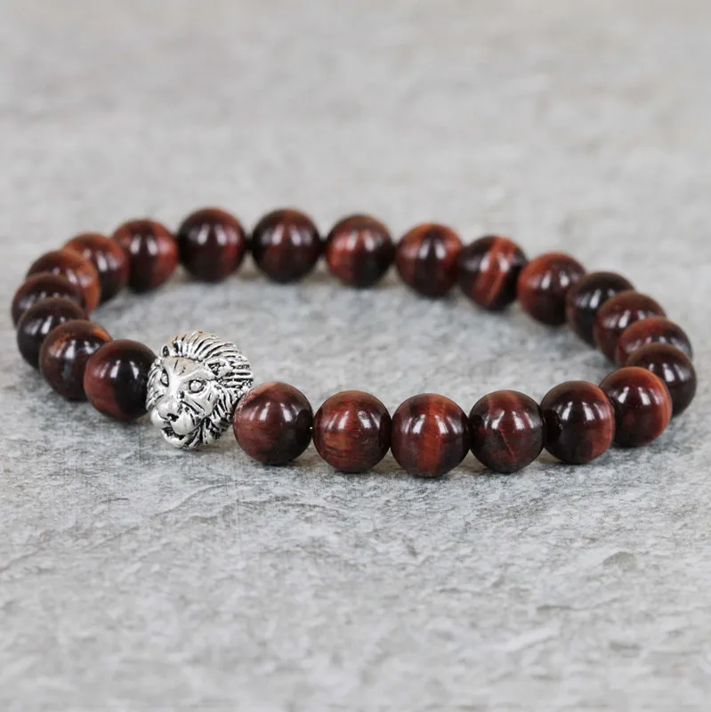 Новинка 2017 браслеты из бисера 8 мм натуральный красный тигровый глаз каменные