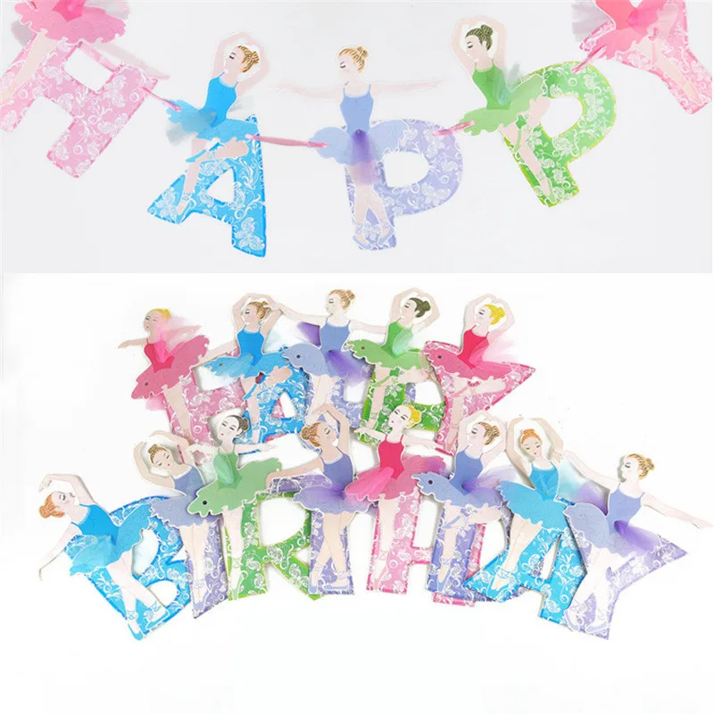 Девушки день рождения балерины флаги бантиком стены украшения для баннеров