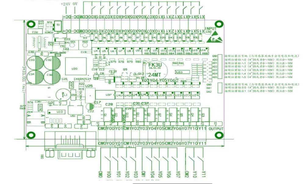 LE3U FX3U 48MT RS485 RTC(часы в режиме реального времени) 24 вход 24 транзисторный выход 6 аналоговый вход 2 аналоговый выход plc контроллер